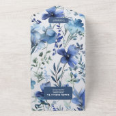 Blauwe Waterverf Periwinkle Wildflower Bruiloft All In One Uitnodiging (Buitenkant)