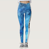 Blauwe Waterverf PERSONALISEREN Leggings (Voorkant)
