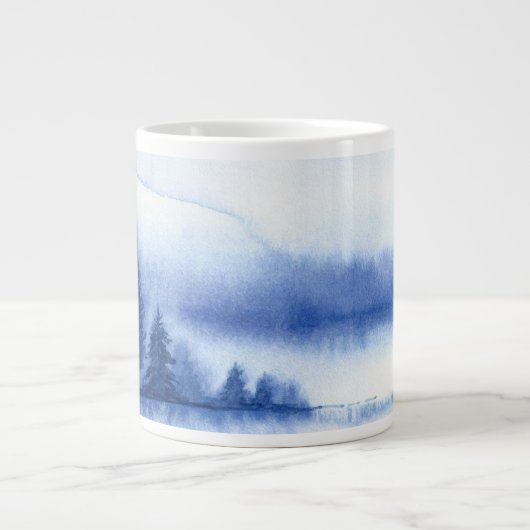 Blauwe Waterverf pijnbomen Jumbo Mok (Voorkant)
