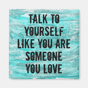 Blauwe waterverf positieve quote magneet