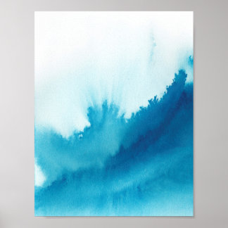Blauwe Waterverf Poster