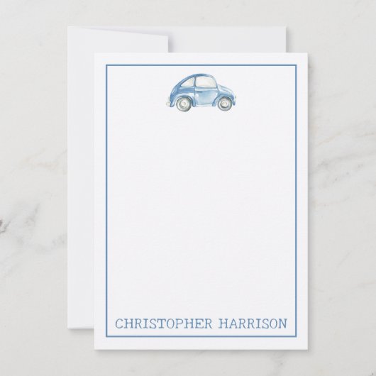 Blauwe Waterverf  Retro Buggy Bug Auto (Voorkant)