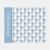 Blauwe Waterverf  Retro Buggy Bug Auto Fleece Deken (Voorkant (Horizontaal))