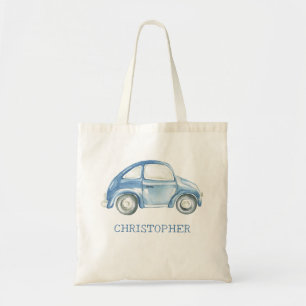 Blauwe Waterverf Retro Buggy Bug Auto Tote Bag