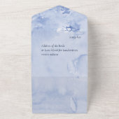 Blauwe Waterverf Rozen All In One Uitnodiging (Buitenkant)