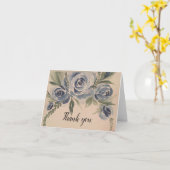 Blauwe waterverf rozen -dank u- blanco kaart (Gele Bloem)