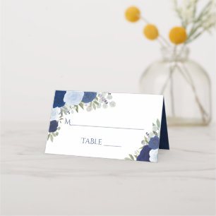 Blauwe Waterverf Rozen Elegante bruiloft Write-In