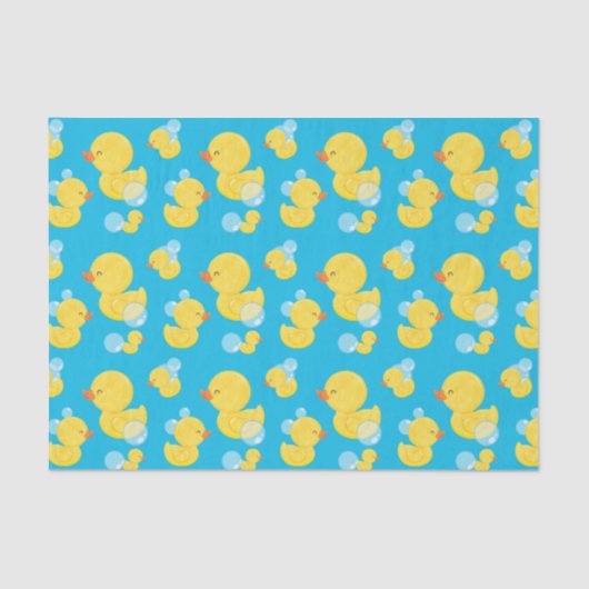 Blauwe Waterverf Rubber Ducky Tissuepapier (Voorkant)