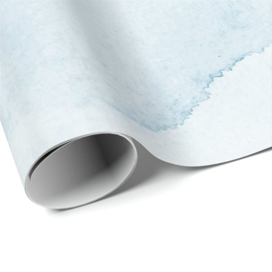 Blauwe Waterverf Rustiek Pastel Wrapping Paper Cadeaupapier (Rol Hoek)