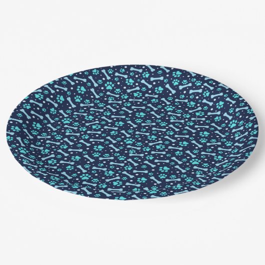 Blauwe Waterverf schildert afdrukken op zaterdag Papieren Bordje (Gekanteld)