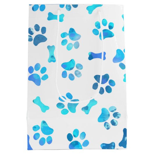 Blauwe Waterverf schildert op zaterdag Gemiddelde Medium Cadeauzakje (Achterkant)