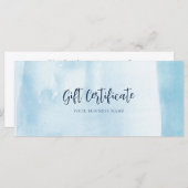 Blauwe Waterverf Script Modern Cadeaubon (Voorkant / Achterkant)