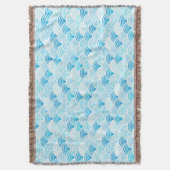 Blauwe Waterverf Seigaiha Pattern Throw Blanket Deken (Voorkant Verticaal)