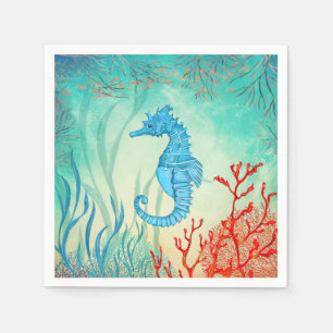 Blauwe waterverf servet