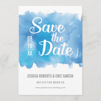 Blauwe Waterverf Sla de datum op Save The Date