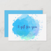 Blauwe Waterverf SplashCreative Cadeaubon (Voorkant / Achterkant)