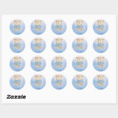 Blauwe Waterverf stijl schattig dromerig Beer Beda Ronde Sticker (Vel)