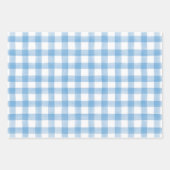 Blauwe Waterverf Stippen Gingham Wrapping Paper (Voorkant)