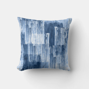 Blauwe Waterverf strepen: geometrisch patroon Kussen