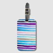 Blauwe waterverf strepen met de hand geschilderd bagagelabel (Voorkant (verticaal))