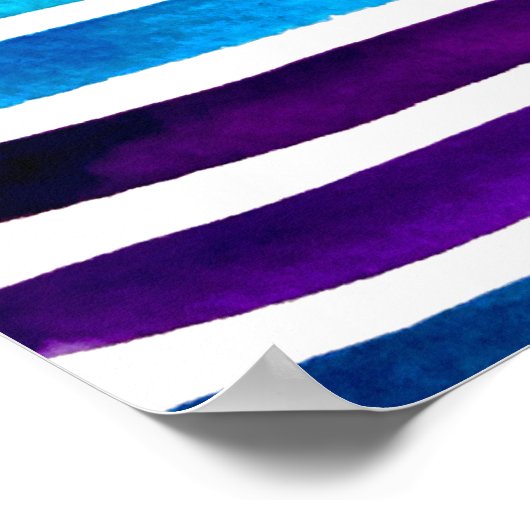 Blauwe waterverf strepen met de hand geschilderd poster (Hoek)