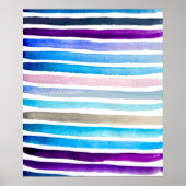 Blauwe waterverf strepen met de hand geschilderd poster (Voorkant)