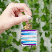 Blauwe waterverf strepen met de hand geschilderd sleutelhanger (Hand)