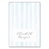 Blauwe Waterverf Stripes - Doop Plaats Kaarten (Voorkant)