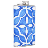 Blauwe Waterverf Toscaanse Italiaanse Tegel Heupfles (Rechts)