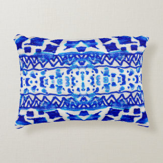 Blauwe waterverf tribale etnische naadloze patrone accent kussen
