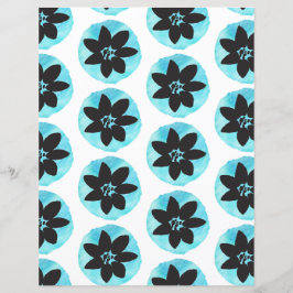 Blauwe Waterverf Tropical Flower Scrapbook Paper