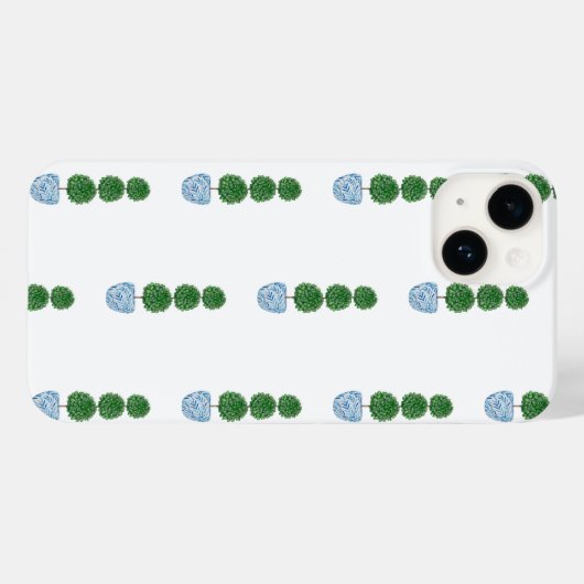 Blauwe waterverf vaas preppy topiary Case-Mate iPhone case (Achterkant (horizontaal))