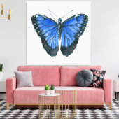 Blauwe waterverf van de Morpho-vlinder Canvas Afdruk (Insitu (Woonkamer))