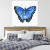 Blauwe waterverf van de Morpho-vlinder Canvas Afdruk (Insitu (Slaapkamer))