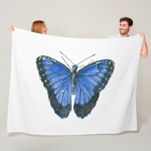 Blauwe waterverf van de Morpho-vlinder Fleece Deken
