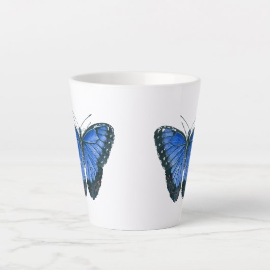 Blauwe waterverf van de Morpho-vlinder Latte Mok (Voorkant)