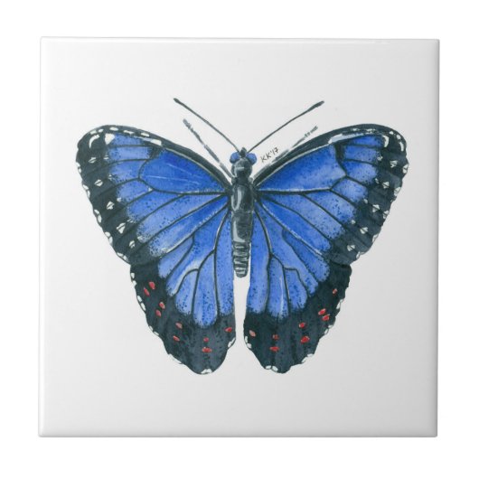 Blauwe waterverf van de Morpho-vlinder Tegeltje (Voorkant)