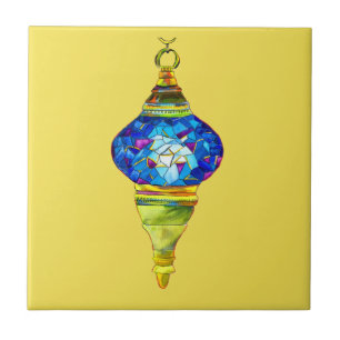 Blauwe waterverf van de mozaïekkunst van de Turkse Tegeltje
