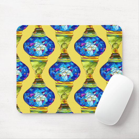 Blauwe waterverf van de mozaïekkunst van Turkse la Muismat (Met muis)