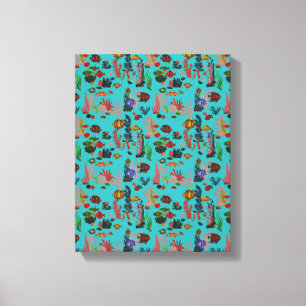 Blauwe Waterverf van de Tropische Zeevaart Canvas Afdruk