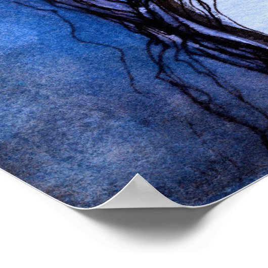Blauwe Waterverf van depressie Schilderen Poster (Hoek)