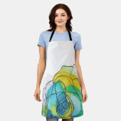 Blauwe Waterverf ventilatorpron Schort (Gedragen)