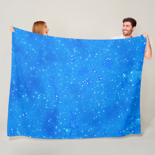 Blauwe Waterverf verf Fleece Deken (In situ)