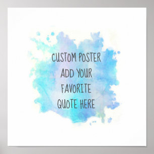 blauwe waterverf verfsplash Voeg uw offerte toe Poster