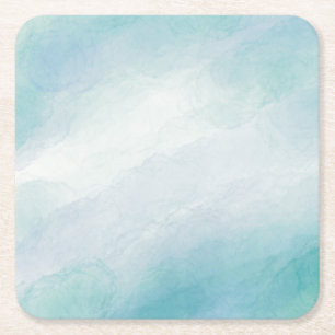 Blauwe waterverf vierkante kartonnen onderzetter