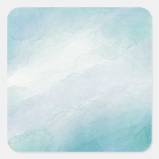 Blauwe waterverf vierkante sticker (Voorkant)