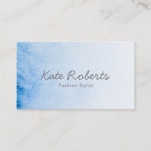 Blauwe Waterverf visitekaartje | minimalistisch (Voorkant)