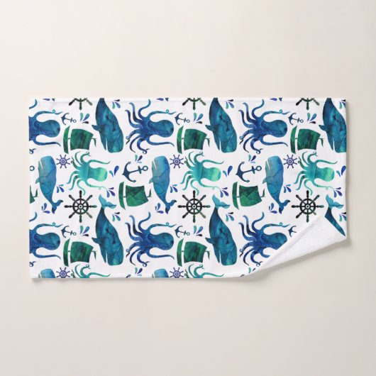 Blauwe Waterverf visvis roodbaars Bad Handdoek (Handdoek)