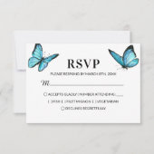 Blauwe waterverf vlinders bruiloft RSVP (Voorkant)