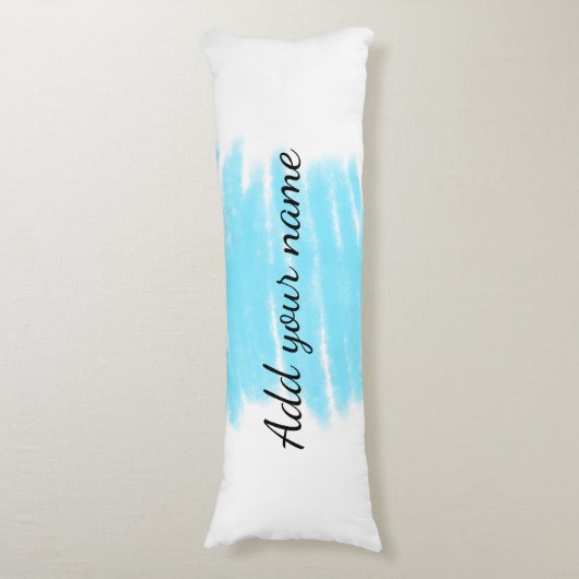Blauwe waterverf voeg hier naam tekstbericht toe g lichaamskussen (Voorkant Verticaal)